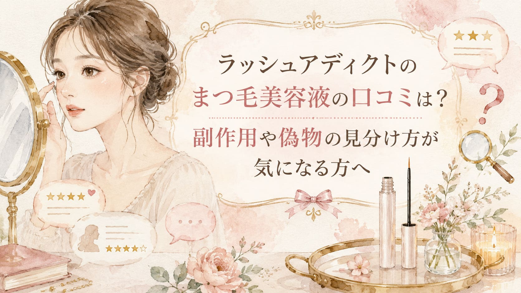 ラッシュアディクトのまつ毛美容液の口コミは？副作用や偽物の見分け方が気になる方へのアイキャッチ