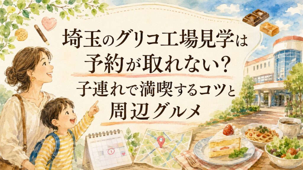 埼玉のグリコ工場見学は予約が取れない？子連れで満喫するコツと周辺グルメのアイキャッチ